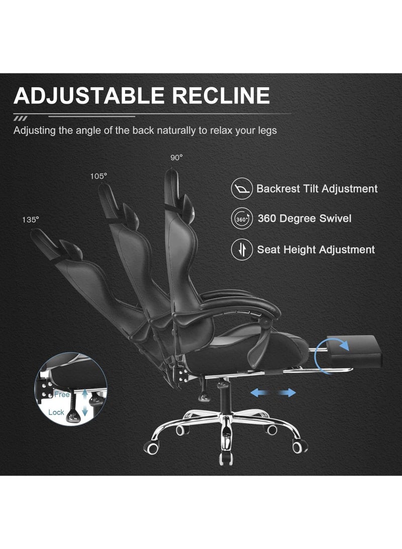 Gaming Chair, Big and Tall Gamer Chair, Racing Style Adjustable Swivel Office Chair, Ergonomic Video Game Chairs with Headrest and Lumbar Support