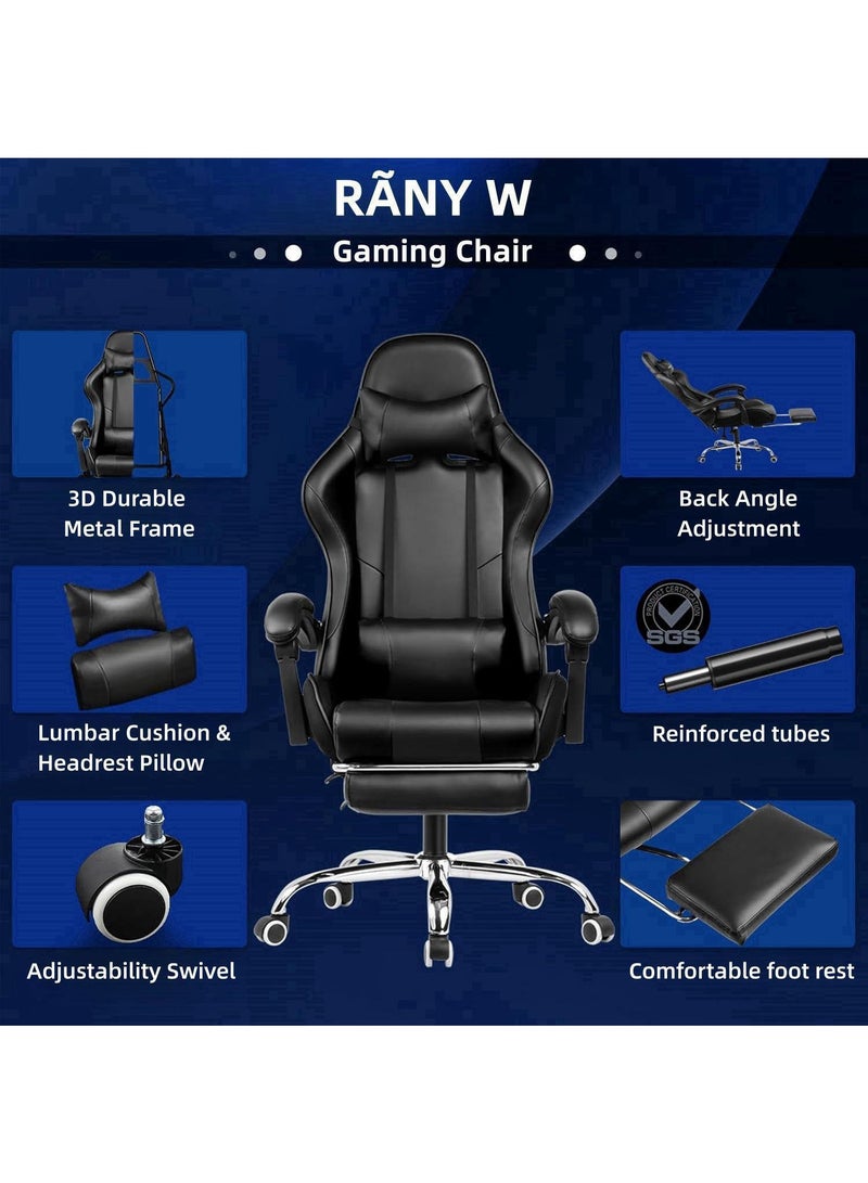 Gaming Chair, Big and Tall Gamer Chair, Racing Style Adjustable Swivel Office Chair, Ergonomic Video Game Chairs with Headrest and Lumbar Support