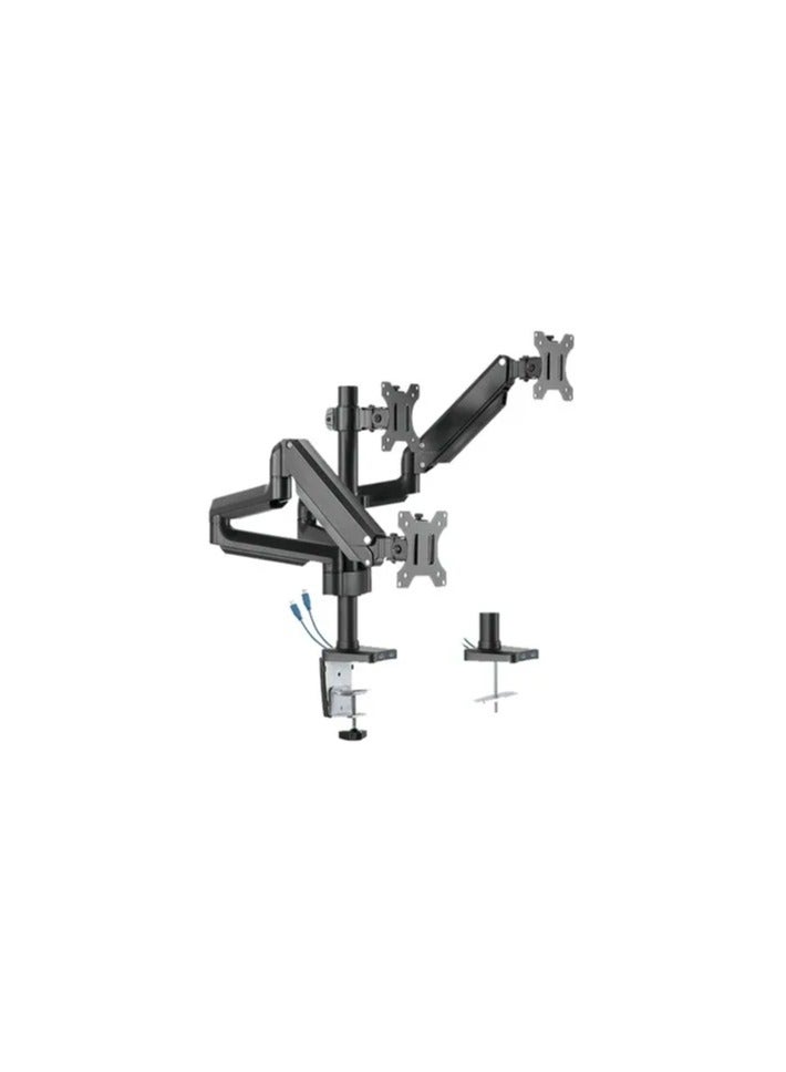 Twisted Minds PremiumTriple Monitors Aluminum Pole Mounted Gas Spring Monitor Arm With USB Ports TM-26-C018UP