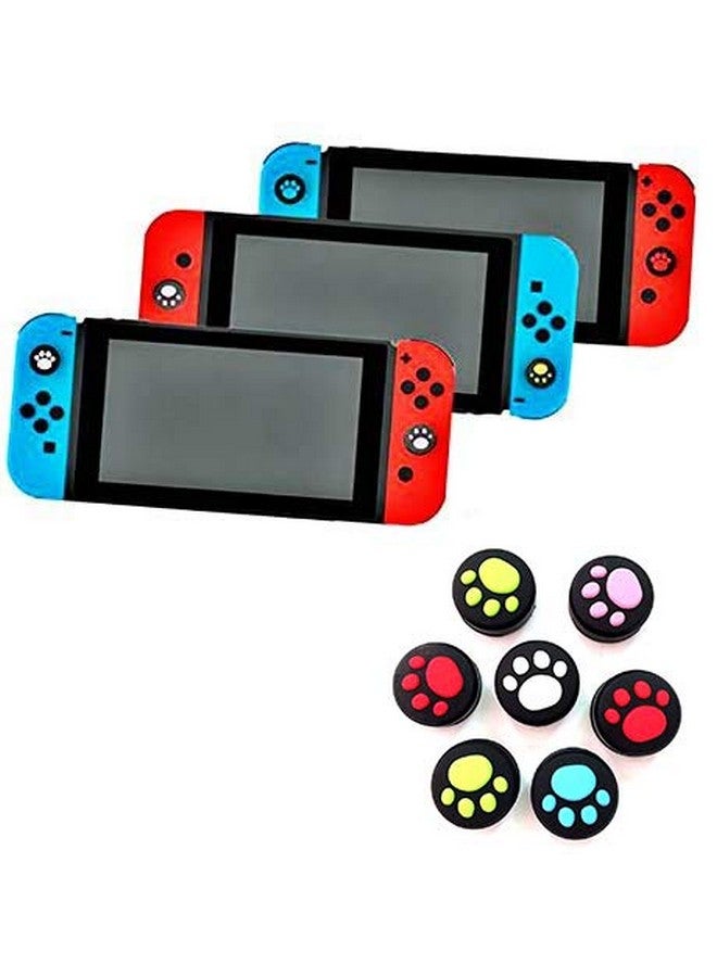 2 X Silicone Analog Controller Thumb Stick Joystick Grips Cap For Nintendo Switch Ns/Switch Lite Controller Joy Con Thumbstick Cute Cat Paw Claw (Red)