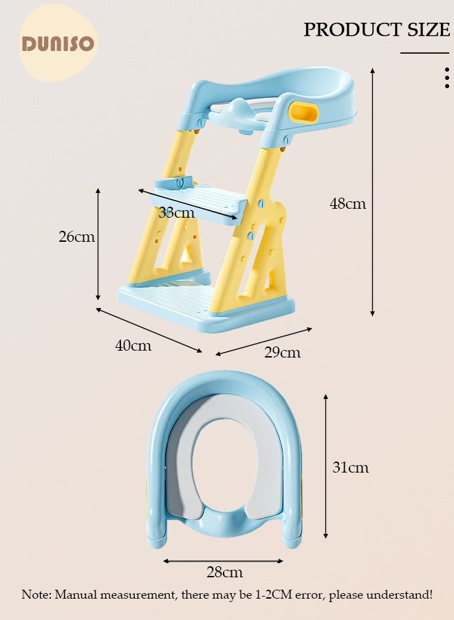 2-in-1 Kids Potty Training Toilet Seat with Step Stool Ladder,Toddlers-Comfortable Safe Potty Seat with Anti-Slip Pads Folding Ladder for Boys and Girls