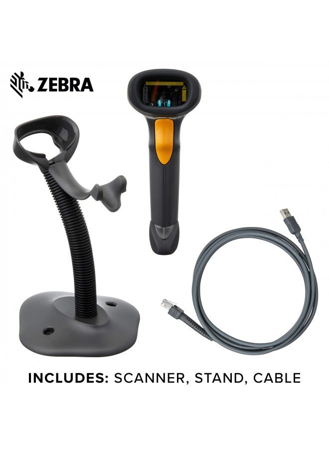 Symbol Zebra Ls2208 Series Corded Handheld Standard Range Laser Scanner Kit With Gooseneck Stand And Cable Twilight Black Ls2208-Sr20007R-Na