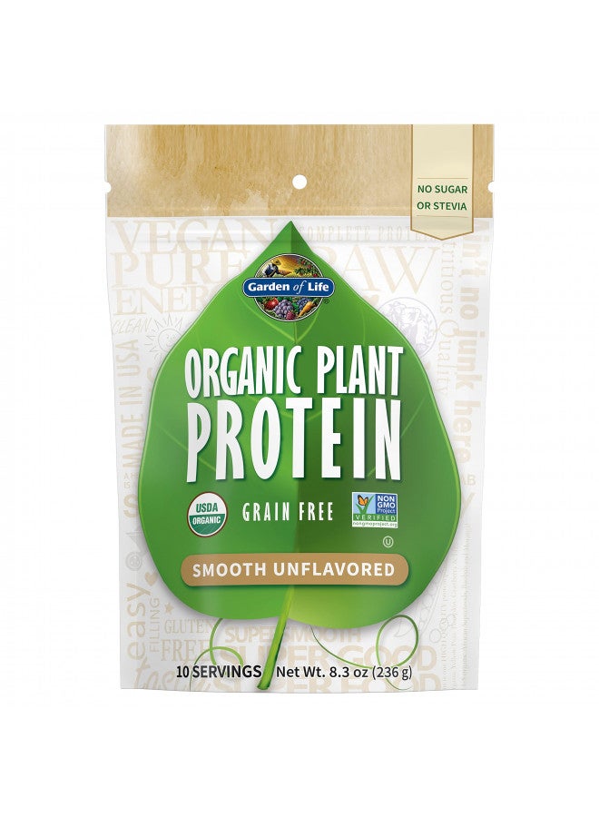 Garden of Life Organic Plant Based Protein Powder - Smooth Unflavored - Vegan, Grain Free & Gluten Free Shake for Women and Men - 10 Servings, 15g Protein, Probiotics & Enzymes, 0g Sugar, Stevia Free