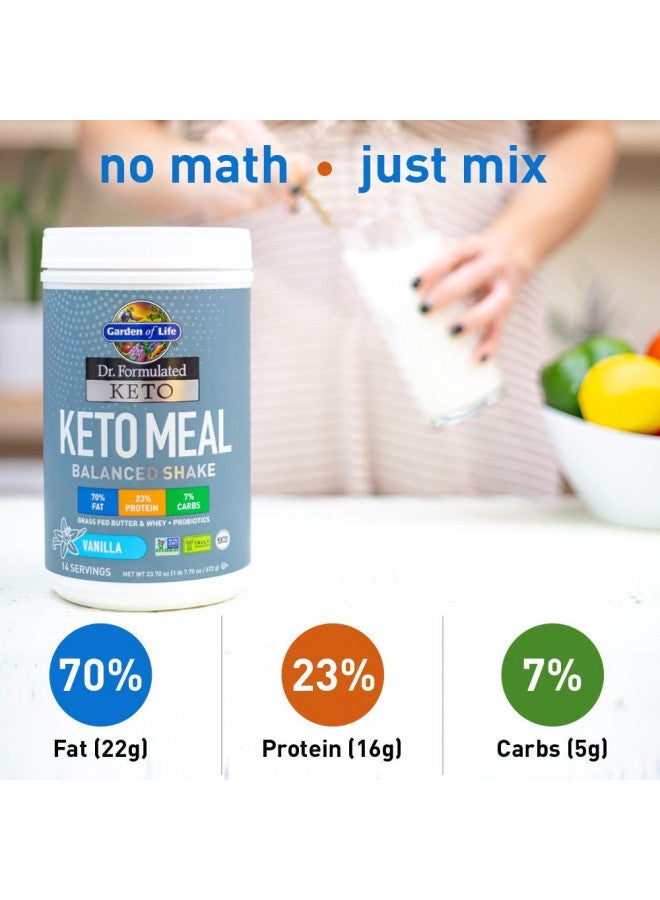 Garden of Life Dr. Formulated Ketogenic Meal Balanced Shake Powder, Truly Grass Fed Butter & Whey Protein Plus Probiotics, Non-GMO, Gluten Free, Paleo Replacement, Vanilla, 23.7 Oz