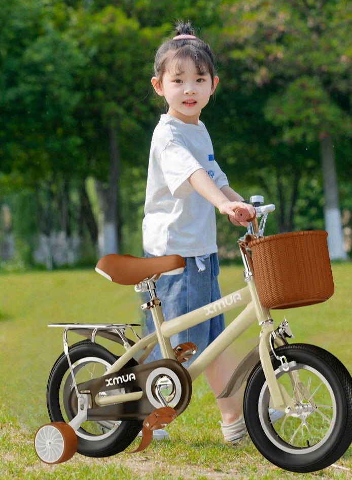 Kids Bike for Toddlers and Kids Ages 3-5 Years Old, 14  Inch Kids Bike with Training Wheels & Basket, Girl Boy Bicycle with Handbrake & Kickstand