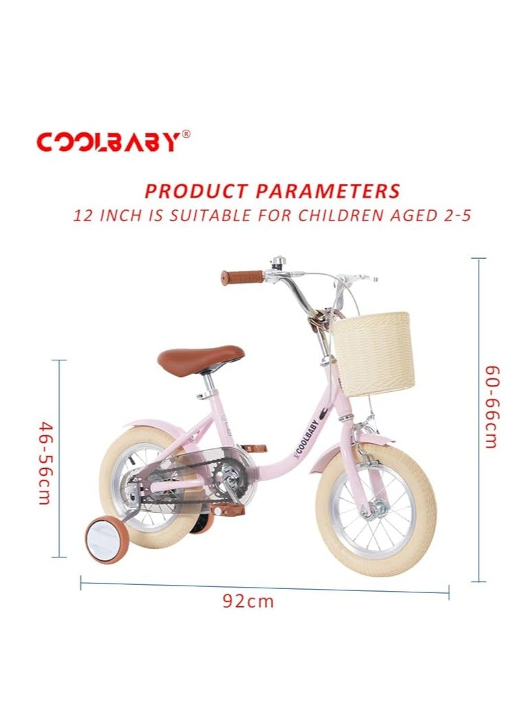 children's bicycles are suitable for children aged 2-5 Children's bicycles with adjustable height with storage baskets and auxiliary wheels