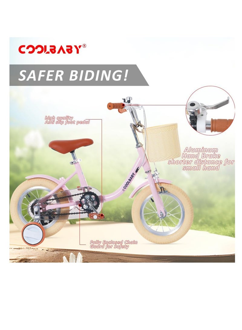 children's bicycles are suitable for children aged 2-5 Children's bicycles with adjustable height with storage baskets and auxiliary wheels