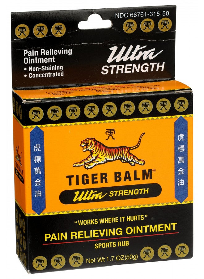 Tiger Balm Pain Relieving Ointment Ultra Strength Non-staining, 1.7 Ounce