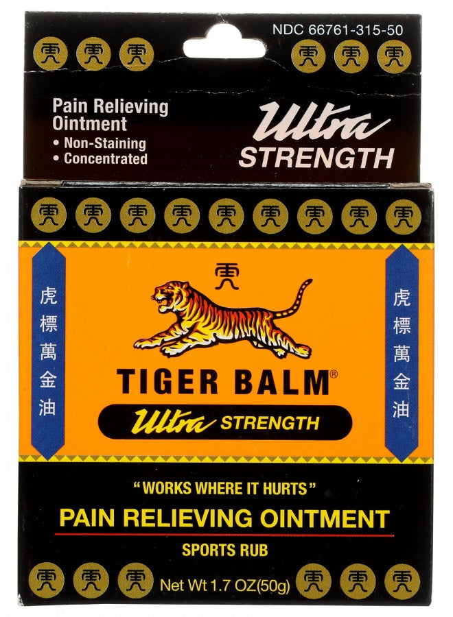 Tiger Balm Pain Relieving Ointment Ultra Strength Non-staining, 1.7 Ounce