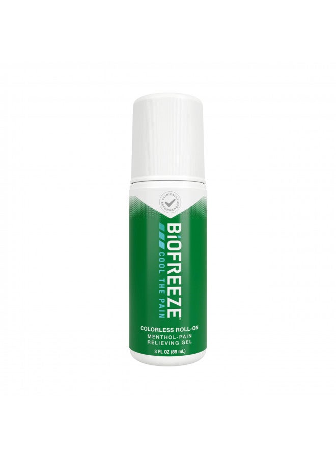 Biofreeze Roll-On Pain-Relieving Gel 3 FL OZ, Colorless Topical Pain Reliever For Muscles And Joints From Arthritis, Backache, Strains, Bruises, & Sprains (Package May Vary)