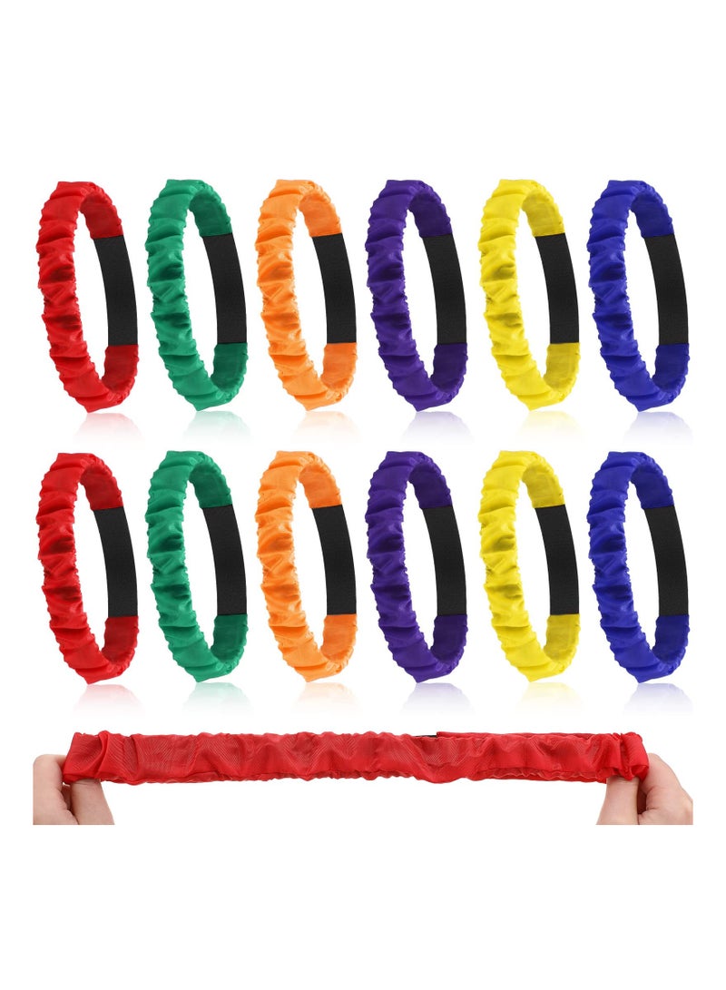 Colorful Elastic Legged Race Bands - 12pcs for Birthday Relay Race, Carnival, Field Day & Team Building - 6 Assorted Colors for Indoor/Outdoor Fun