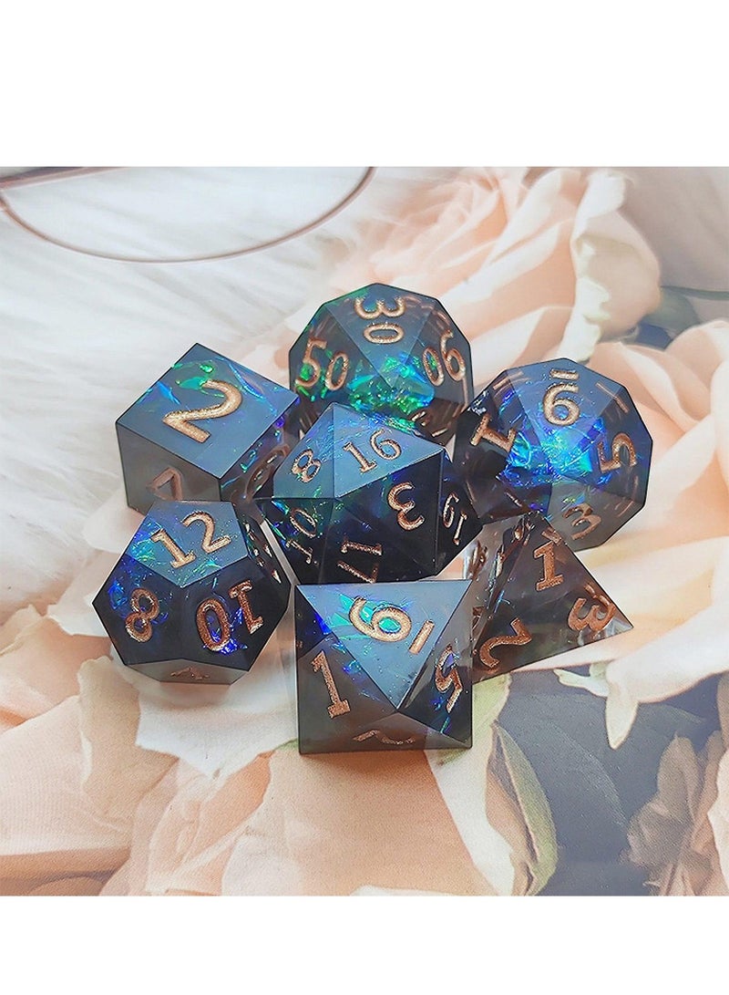 7 Polyhedral Resin Transparent Digital Dice Set Chessboard Role Playing Game