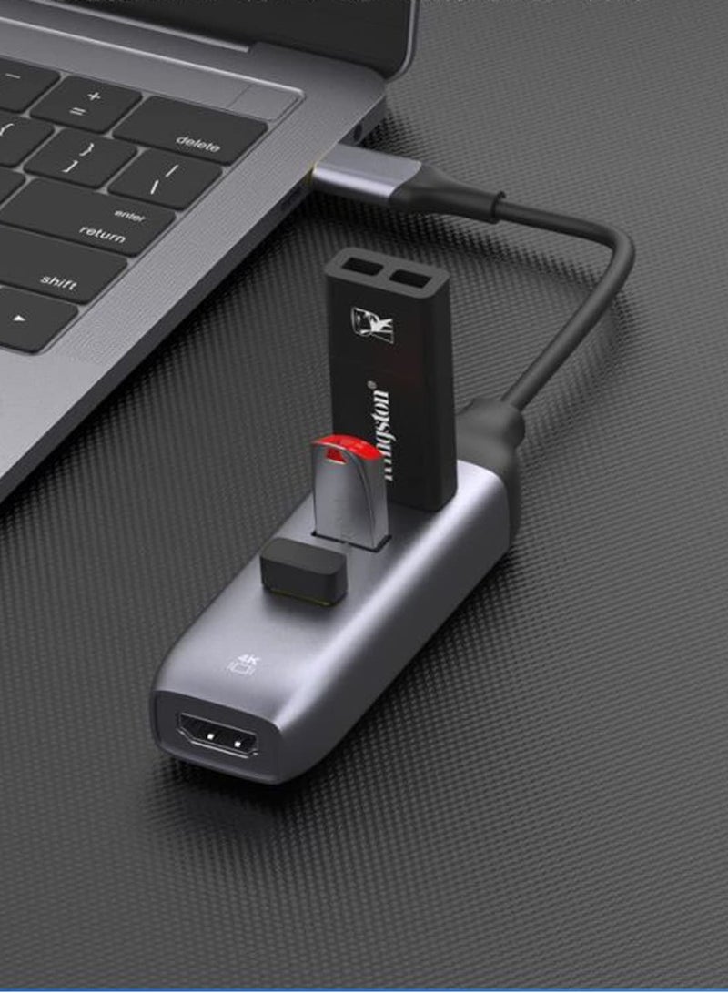USB C to HDMI Adapter with 3 USB 3.0 Ports and 4K Output for MacBook Pro, iPad, XPS, Surface, and Android Devices