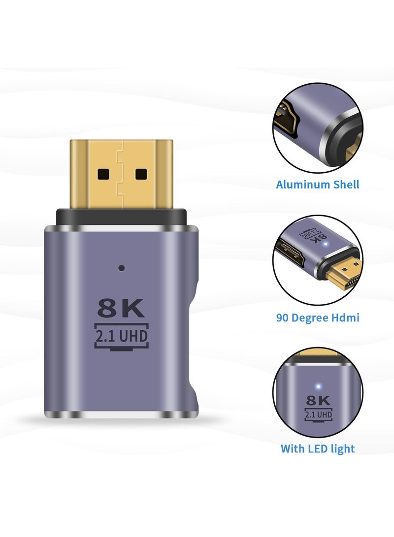 8K HDMI Adapter, HDMI 90 Degree Adapter, 2.1 Male to Female Adapter, 48Gbps UHD HDMI Extender Connector Supports High Speed Video and Audio for HDTV, Laptop, 2pcs