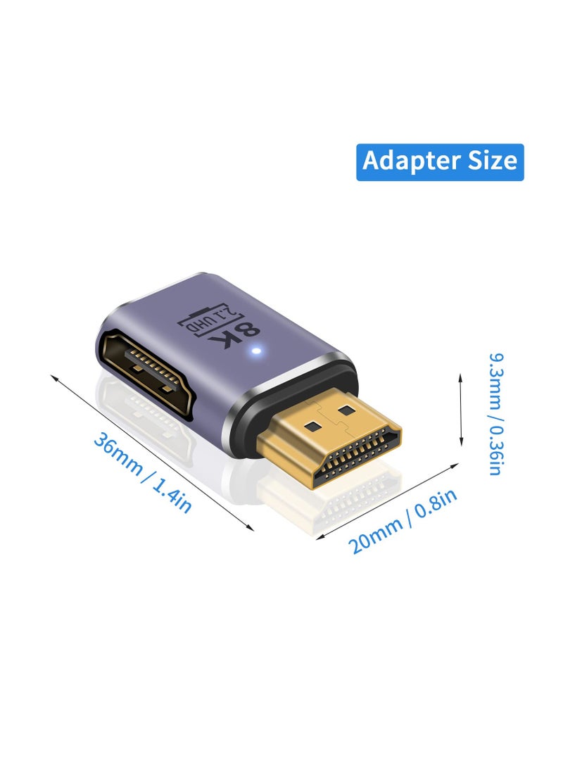 8K HDMI Adapter, HDMI 90 Degree Adapter, 2.1 Male to Female Adapter, 48Gbps UHD HDMI Extender Connector Supports High Speed Video and Audio for HDTV, Laptop, 2pcs