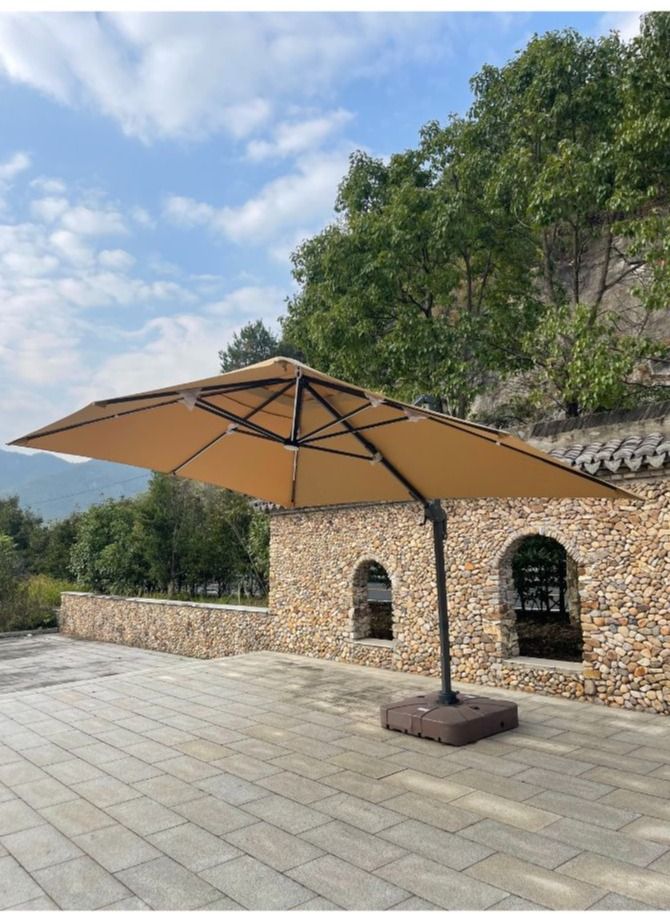 Swin Aluminum Big Shade Umbrella Parasol with Heavy Water base for Beach Pool 3x4m