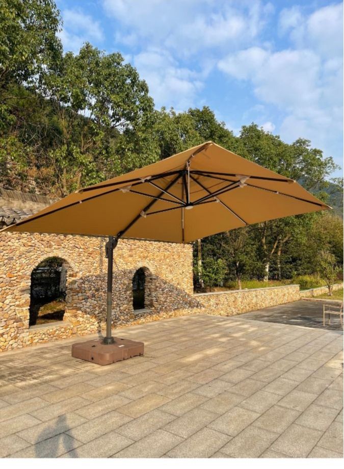 Swin Aluminum Big Shade Umbrella Parasol with Heavy Water base for Beach Pool 3x4m