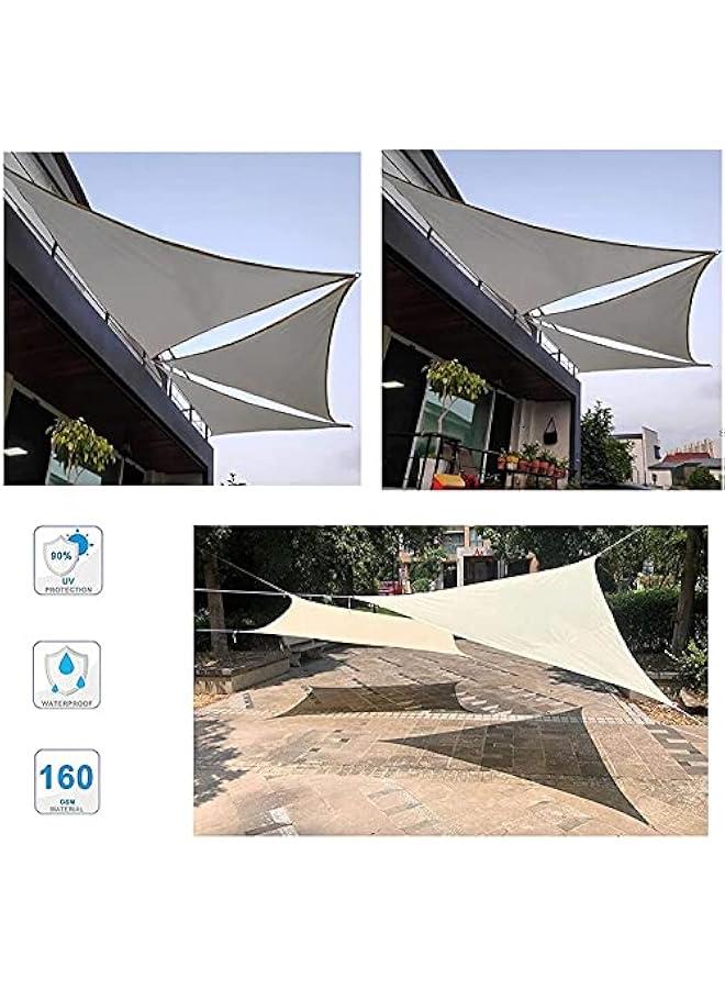 Sun Shade Sail Triangle Waterproof Sun Shade 95% UV Block Canopy for Patio Backyard Lawn Garden Outdoor Activities with Fixing Kit (2x2x2m(6.5x6.5x6.5ft),Brown)