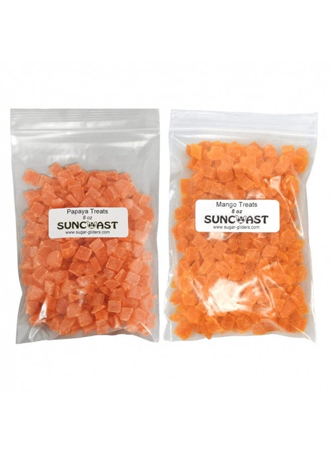 Suncoast Sugar Gliders Diced Mango 8 Oz. + Diced Papaya 8 Oz. (1 Pound Total)