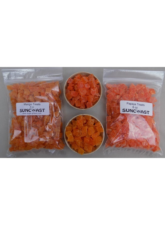 Suncoast Sugar Gliders Diced Mango 8 Oz. + Diced Papaya 8 Oz. (1 Pound Total)