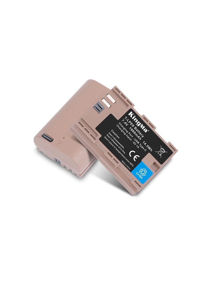 KingMa 1960mAh LP-E6 Fully Decoded Battery with Type C Charging Port for CANON EOS and more Cameras – LP-E6