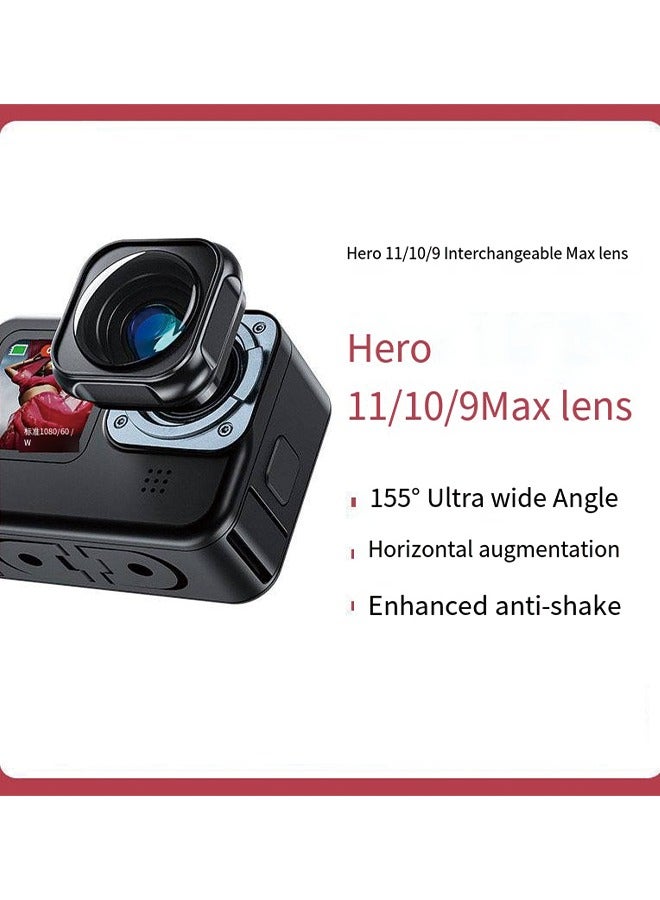 TELESIN GoPro Hero 12/11/10/9 Max Lens Replacement Kit, Wide-Angle Lens Accessory for GoPro Max, Easy Tool-Free Installation, 5M Waterproof for Waterpark Adventures, Enhanced Stabilization, and Horizon Lock for 360° Shooting