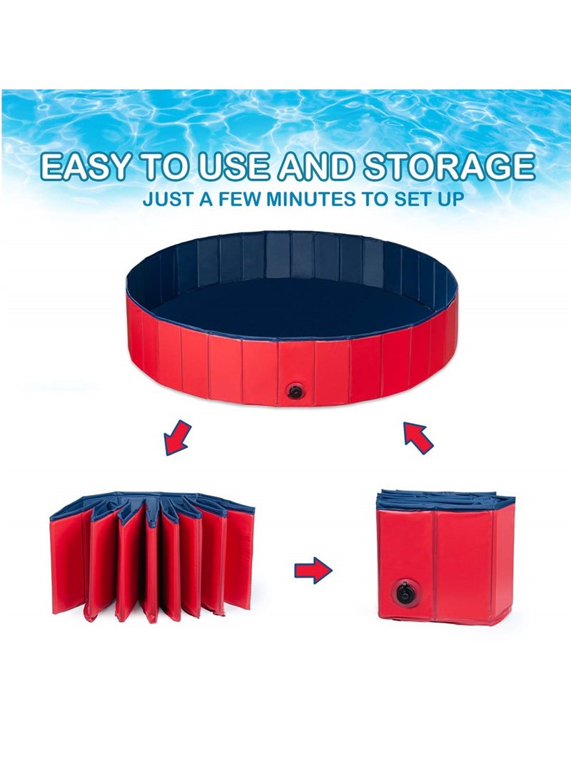 Large Foldable Dog Pool Collapsible PVC Pet Bath Tub for Indoor Outdoor Use Ideal for Puppies and Kids