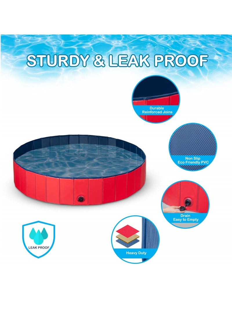Large Foldable Dog Pool Collapsible PVC Pet Bath Tub for Indoor Outdoor Use Ideal for Puppies and Kids