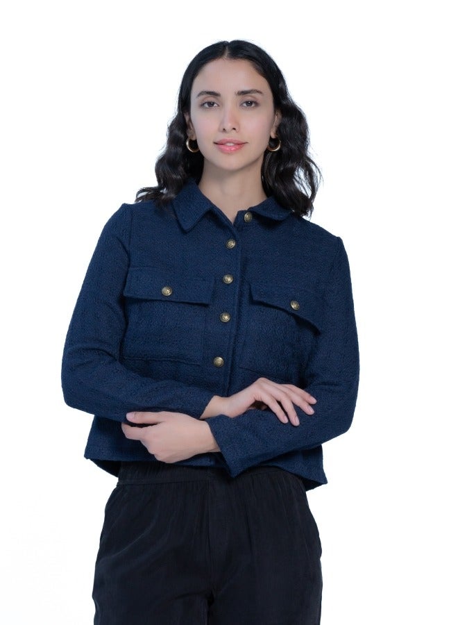 Navy Button-Down Jacket