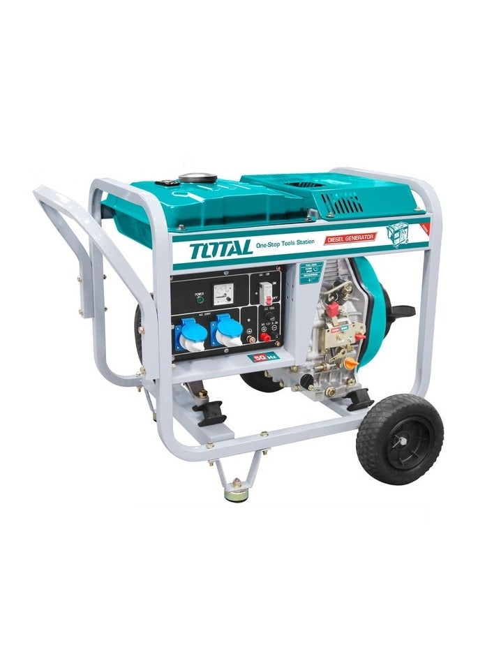 Super Total 3 kW Open Type Portable Diesel Generator - Ideal Power for Camping, Outdoor Activities, and Home Use with wheels, 100% Copper coil alternator