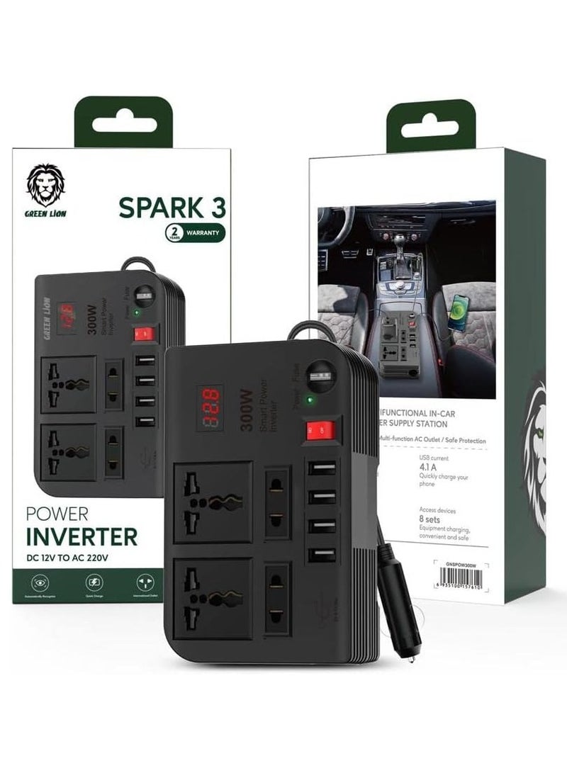 300W Car Power Extension Socket – Spark 3 with USB 3.1A and High Voltage Safety