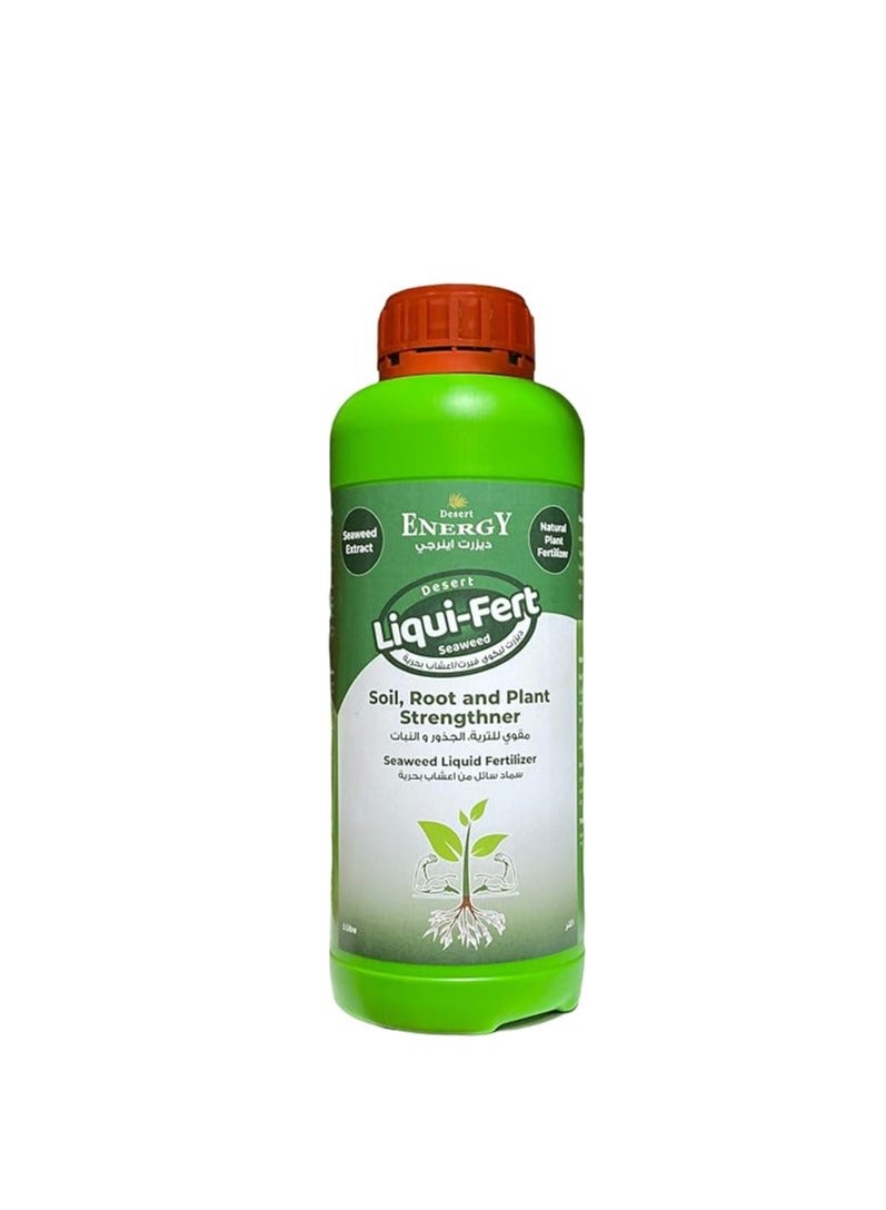 Desert Energy Seaweed Liquid Fertilizer 1 Ltr for Roots Soil And Plant Stronger is a Premium Liquid Fertilizer Designed to Fortify Soil Health Strengthen Plant Roots and Boost Overall Plant Growth.