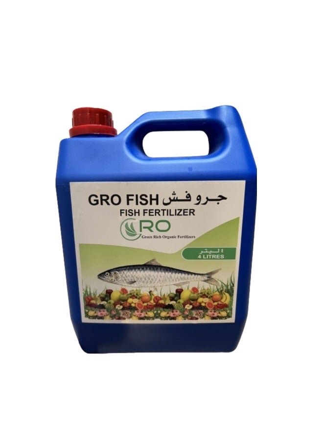 GRO FISH Fish Based Liquid Organic Matter 29% Fertilizer Rich Nutrients 4Ltr Made In UAE