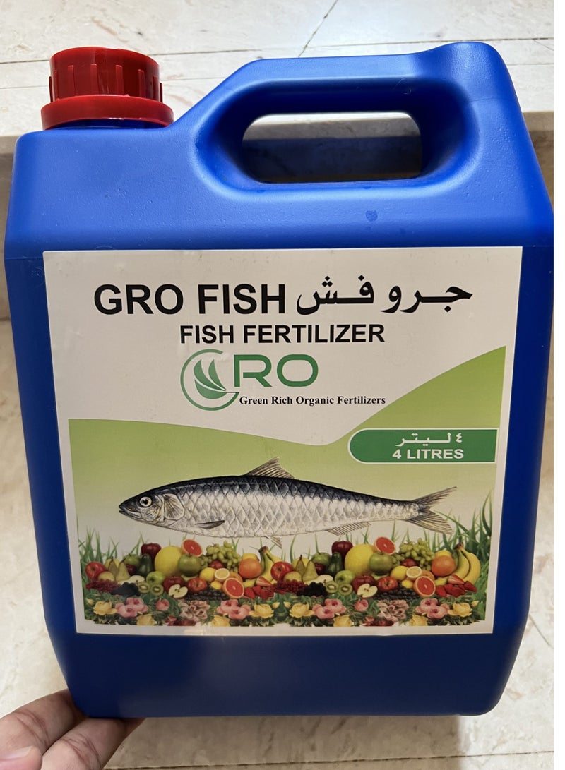 GRO FISH Fish Based Liquid Organic Matter 29% Fertilizer Rich Nutrients 4Ltr Made In UAE