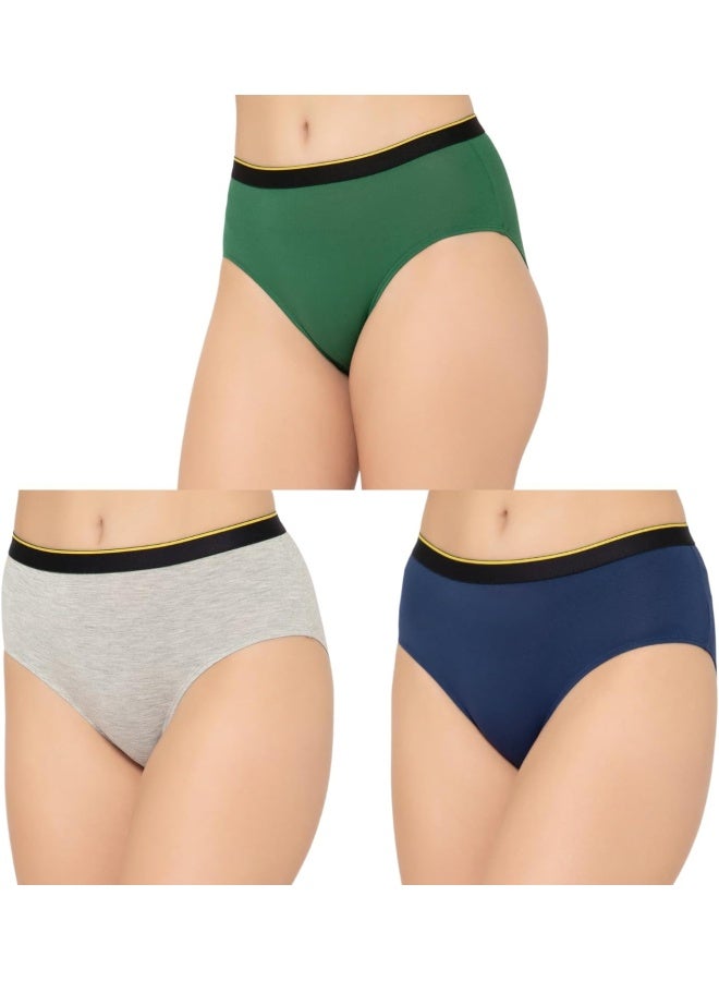 Bummer Women's Solid Micro Modal Hipsters Panties | Soft & Breathable Underwear | Combo Pack of 3