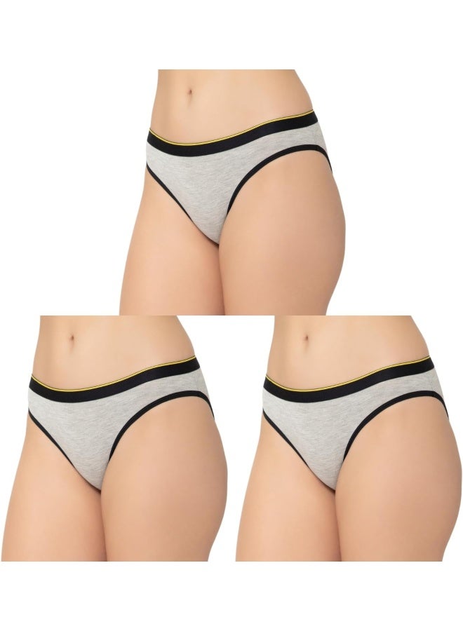 Bummer Women's Solid Micro Modal Bikinis Panties | Soft & Breathable Underwear | Combo Pack of 3