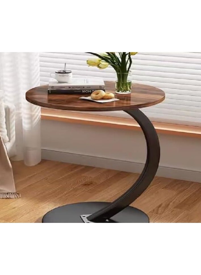 Side Table Wooden White, End Table C-shaped Support, Side Table Living Room Office, Round Coffee Table