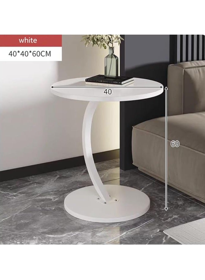 Side Table Wooden White, End Table C-shaped Support, Side Table Living Room Office, Round Coffee Table