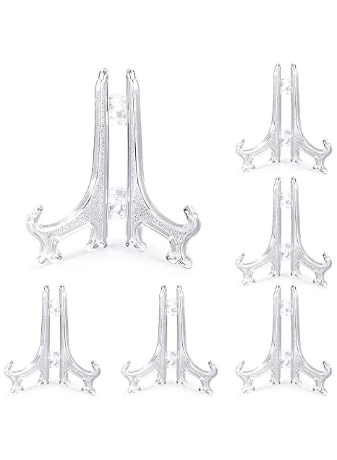 35 Pieces 4-inch Clear Plastic Easels or Stand, Clear Easel Plate Holder Display Stand for Home Decoration, Clear Plate Holders for Display Picture Artwork (4 inches)