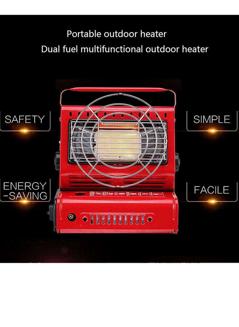 Butane Camping Stove with Tent Heater (Red) | Portable Gas Heater 2 in 1 Fuel Butane Heater | with Convenient Handle for Camping, Hiking, Fishing, Picnics