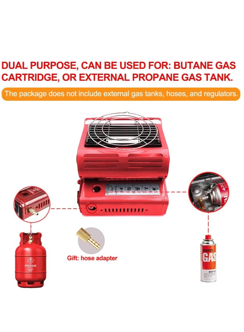 Butane Camping Stove with Tent Heater (Red) | Portable Gas Heater 2 in 1 Fuel Butane Heater | with Convenient Handle for Camping, Hiking, Fishing, Picnics