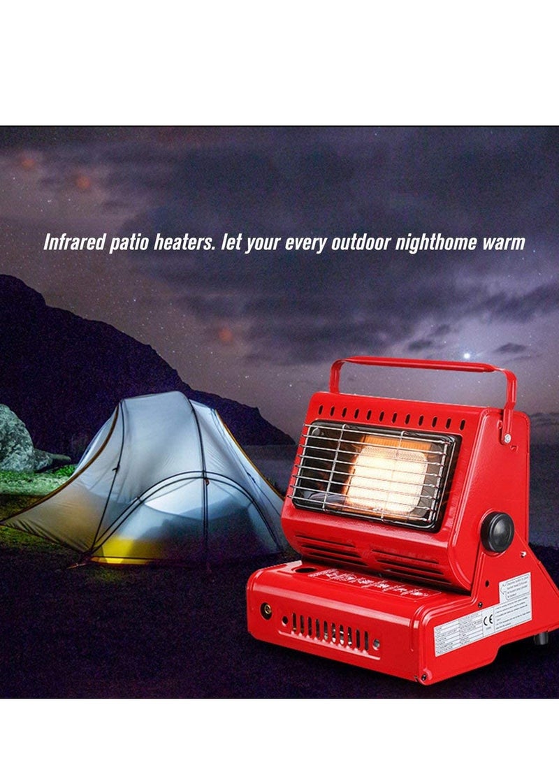 Butane Camping Stove with Tent Heater (Red) | Portable Gas Heater 2 in 1 Fuel Butane Heater | with Convenient Handle for Camping, Hiking, Fishing, Picnics