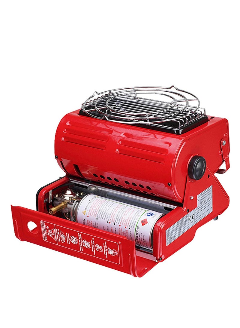 Butane Camping Stove with Tent Heater (Red) | Portable Gas Heater 2 in 1 Fuel Butane Heater | with Convenient Handle for Camping, Hiking, Fishing, Picnics