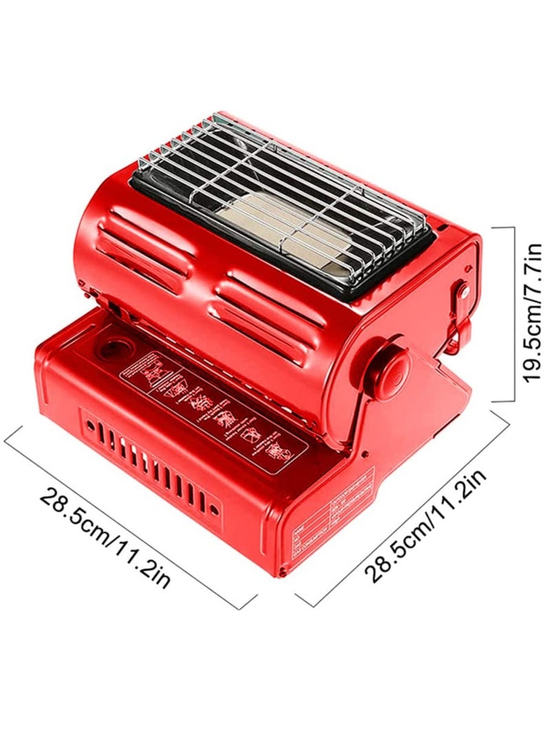 Butane Camping Stove with Tent Heater (Red) | Portable Gas Heater 2 in 1 Fuel Butane Heater | with Convenient Handle for Camping, Hiking, Fishing, Picnics