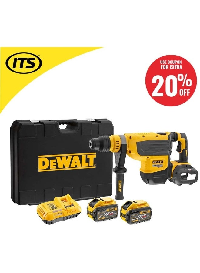 Dewalt  DCH733X2-GB 48Mm 54V Xr Flex Volt Sds-Max Hammer With Extra Battery  Yellow Black