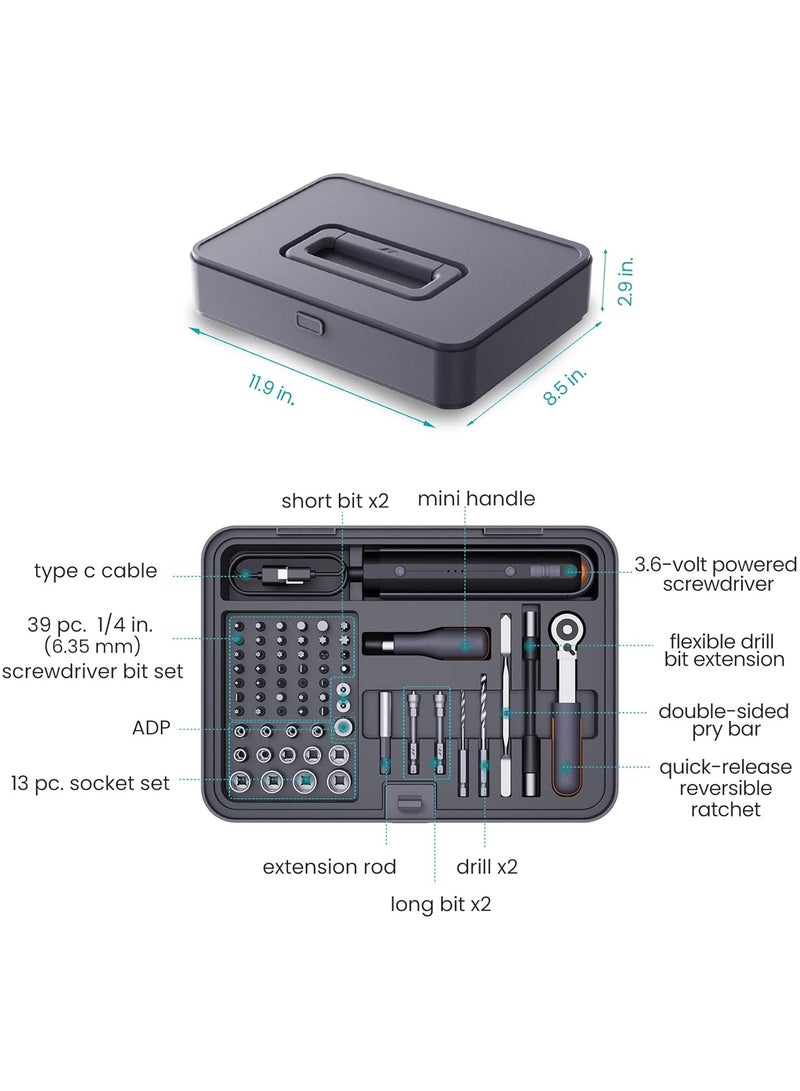 Electric Screwdriver Set Power Screwdriver Kit Cordless 39 S2 1/4’’ Bits And 13 1/4