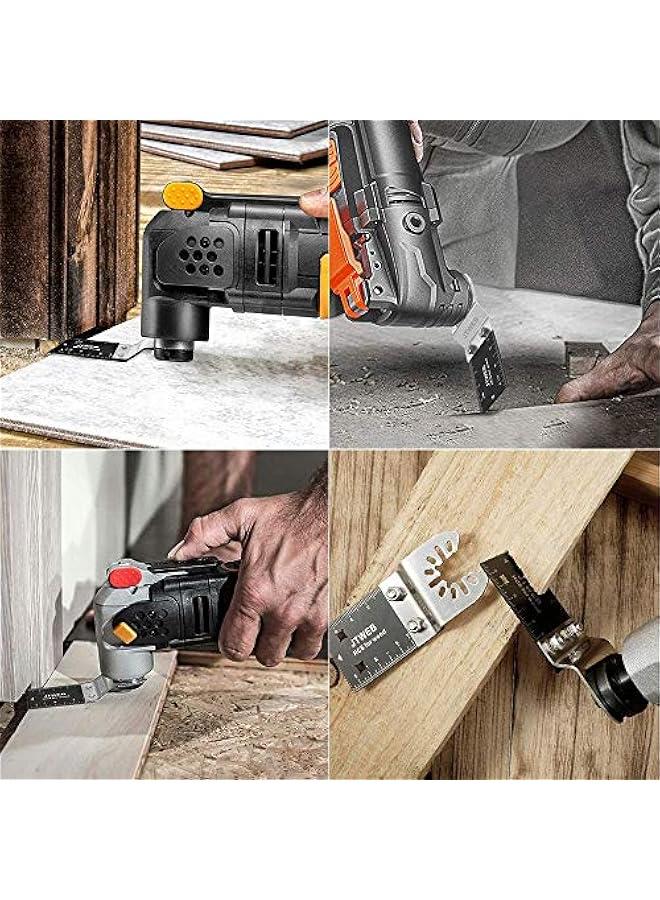 50 Pcs Wood Oscillating Tool Blades, Double Head Multitool Blades, Universal Oscillating Saw Blades, Quick Release Professional Oscillating Tool Multi Tool Blades Set Compatible with All Models