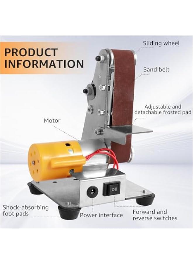 Mini Belt Sander, 7 Adjustable Speed Electric Belt Grinder, 120-1000 Grit Electric Bench Grinder, Low Noise Electric Knife Sharpener, Grinding and Polishing Machine for Wood Metal (17Pcs)