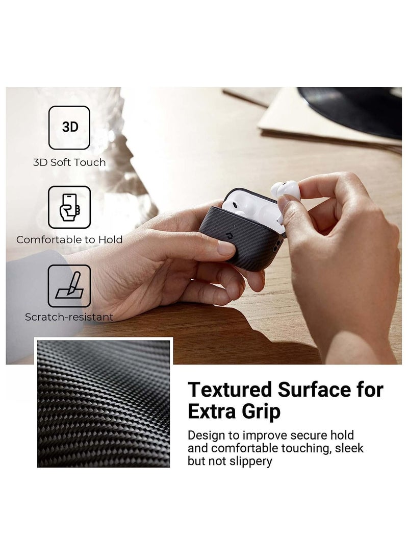 for Apple AirPods Pro 2 Case, Slim-Fit Shockproof Protective AirPods Pro 2nd Generation Case, Compatible with MagSafe, 600D Aramid Fiber Made - Black/Grey