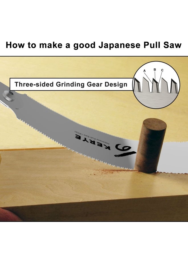 Japanese Pull Saw 9.5 Inch Hand Saw with Double Edges of 10 17 TPI and Replaceable Blade Ryoba Flush Cut Saw Sharp and Light Woodworking Tools Gifts for Men and Women-KY01